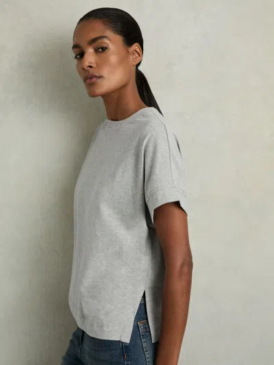 Reiss Grey Marl Cotton Crew Neck T-shirt In Gray
