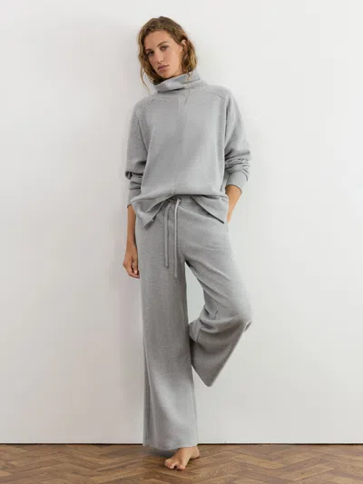 Reiss Grey Marl Cotton-blend Wide-leg Drawstring Joggers In Gray
