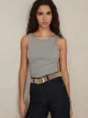 Reiss Grey Marl Stretch-cotton Low-back Vest