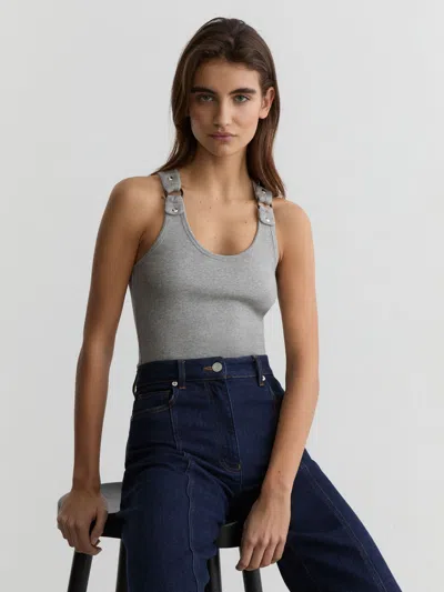 Reiss Grey Marl Stretch Hardware-detail Vest In Gray