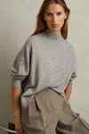 Reiss Marl Blend Funnel Neck Jumper Wool In Grey Marl