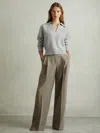 Reiss Grey Marl Wool-cashmere Cropped Open-collar Jumper