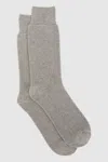 Reiss Grey Melange Cotton Blend Terry Towelling Socks In Grey Melange