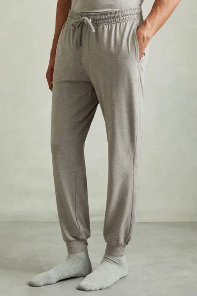 Reiss Grey Melange Bastil Tapered Stretch-jersey Joggers