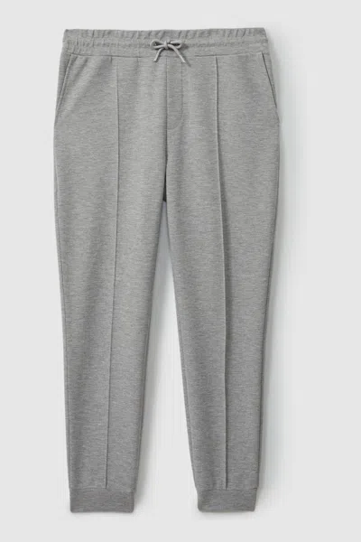 Reiss Grey Melange Drawstring Jersey Joggers In Flint Grey