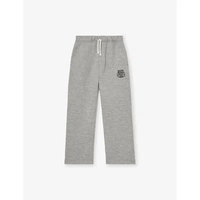 Reiss Kids' Grey Melange Eric Logo-embroidered Cotton-jersey Jogging Bottom In Gray
