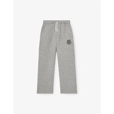 Reiss Kids' Grey Melange Eric Logo-embroidered Cotton-jersey Jogging Bottoms 9-13 In Gray