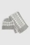 REISS GREY MELANGE FAIR ISLE HAT AND SCARF SET