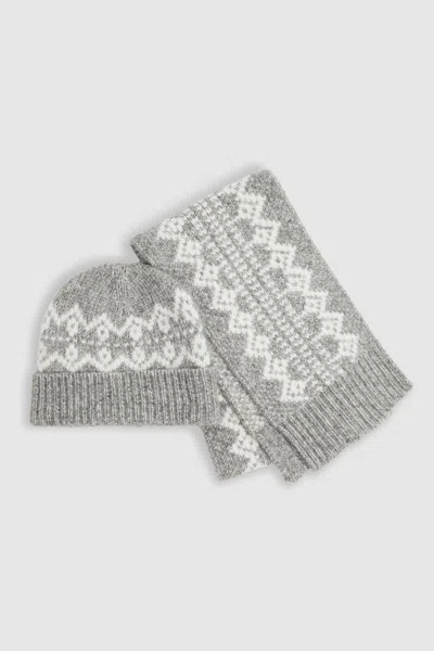 Reiss Grey Melange Berwin Hat And Scarf Set
