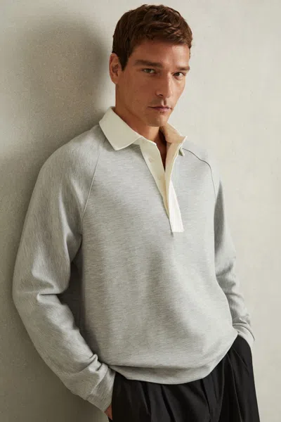 Reiss Grey Melange Jersey Rugby Shirt