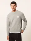 Reiss Grey Melange Monogram Embroidered Wool Jumper In Gray