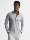 Reiss Grey Melange Nate Cutaway Collar Jersey Slim Fit Shirt In Gray