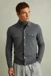 Reiss Grey Melange Pisa Merino Wool Button-front Cardigan In Grey Melange