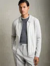 Reiss Grey Melange/white Ambient Striped Zip Through Knitted Jacket In Gray
