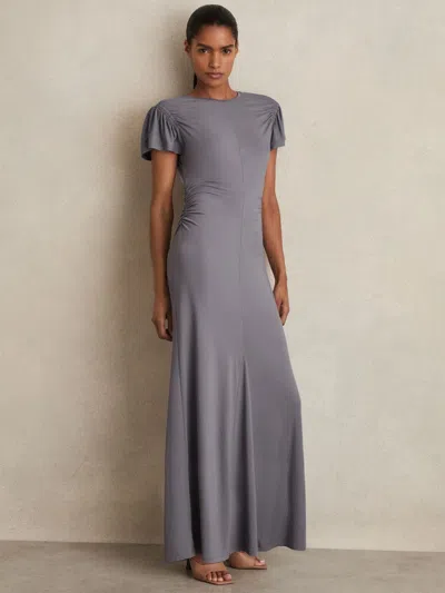 REISS REISS GREY HELIA MODAL BLEND RUCHED JERSEY DRESS