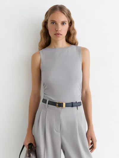 Reiss Grey Modal-cotton Sheer-trim Ruched Vest In Multi