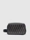 Reiss Mens Grey Multi Jones Monogram Coated-canvas Wash Bag In Gray