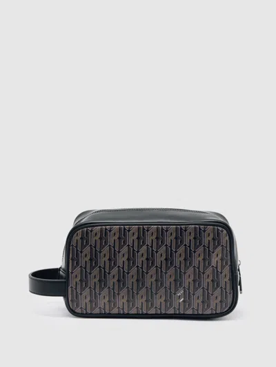 Reiss Grey Multi Jones Coated Canvas Monogram Wash Bag In Gray