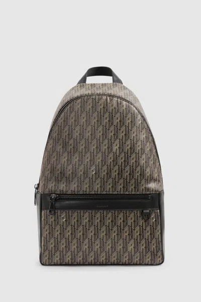 Reiss Grey Multi Monogram-print Coated-canvas Backpack