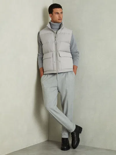 Reiss Grey Patch Pocket Quilted Gilet In Gray