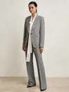 Reiss Grey Petite Check Flared Suit Trousers In Gray