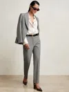 Reiss Grey Petite Check Slim-fit Suit Trousers In Gray
