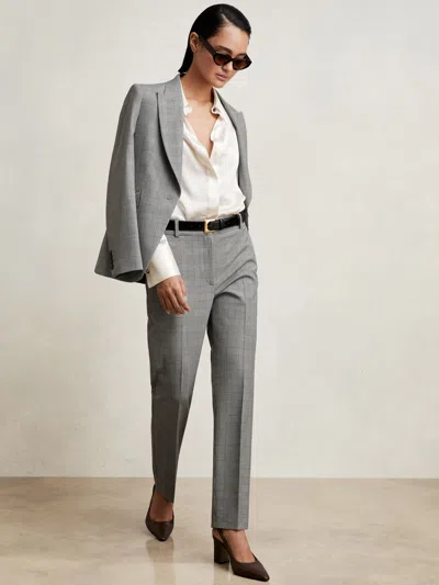 Reiss Grey Petite Check Slim-fit Suit Trousers In Gray