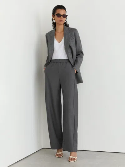 Reiss Grey Petite Elasticated-waist Barrel-leg Trousers