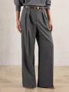 Reiss Grey Petite Wide-leg Pleated Trousers In Gray