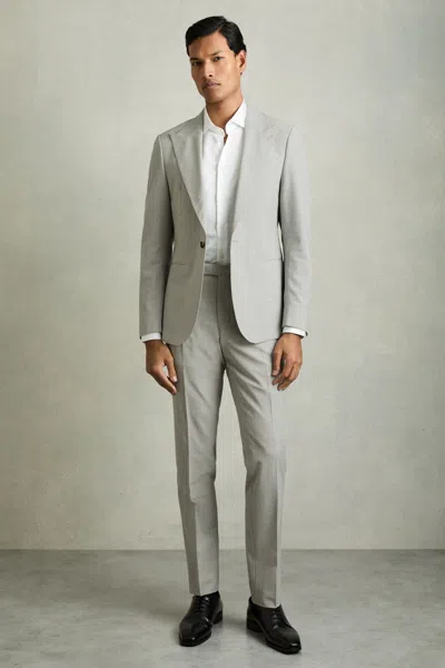 Reiss Grey Puppytooth-check Suit Trousers Slim-fit