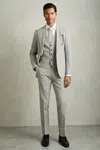 Reiss Grey Puppytooth-check Suit Waistcoat Wool-blend