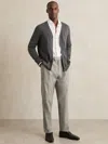 Reiss Grey Regular Fit Herringbone Trousers With Cotton In Gray