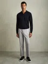 Reiss Grey Relaxed Drawstring Trousers With Turn-ups In Gray