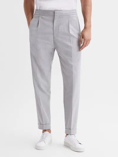 Reiss Grey Relaxed Drawstring Trousers With Turn-ups