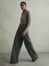 Reiss Grey Ribbed Collared Top In Gray