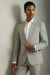 Reiss Grey Single-breasted Check Suit Blazer Slim-fit