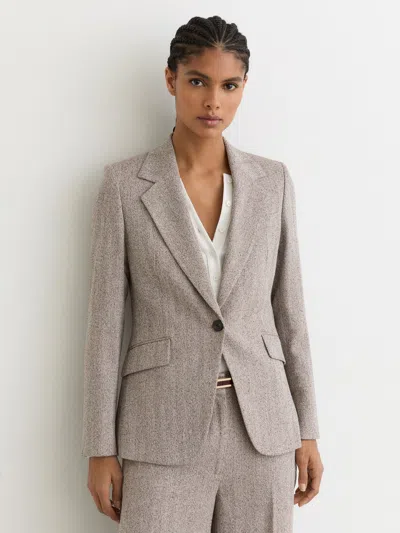 Reiss Grey Single-breasted Textured Blazer In Gray