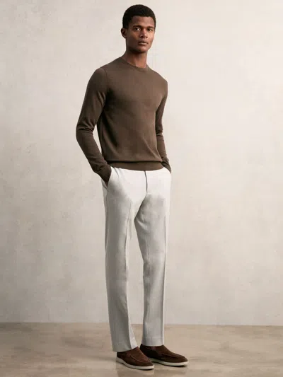 Reiss Grey Slim Fit Drawcord Trousers In Gray