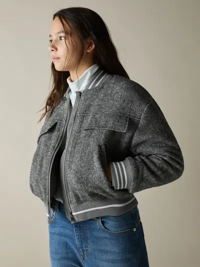 Reiss Grey Tahlia 4-9 Yrs Wool-blend Padded Bomber Jacket