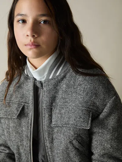 Reiss Grey Tahlia 9-13 Yrs Wool-blend Padded Bomber Jacket