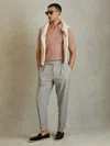 Reiss Grey Bridge Textured Side Adjuster Regular Fit Trousers With Turn-ups