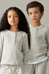 Reiss Grey 9-13 Yrs Cotton Blend Jersey Waffle Top And Trousers Set In Grey