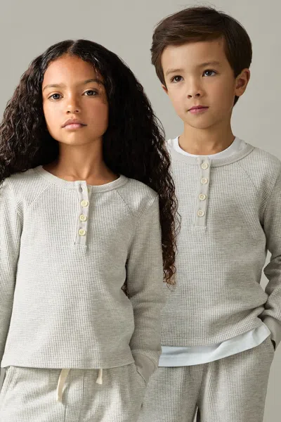 Reiss Grey 9-13 Yrs Cotton Blend Jersey Waffle Top And Trousers Set