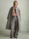 Reiss Grey Textured Wool Blend Wide Leg Suit Trousers
