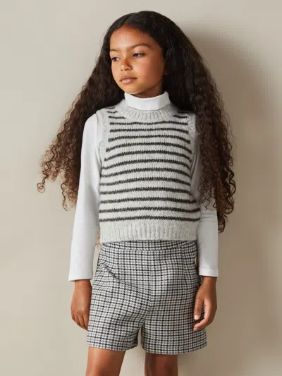 Reiss Kids' Grey Venus 9-13 Yrs Wool Blend Striped Vest In Black