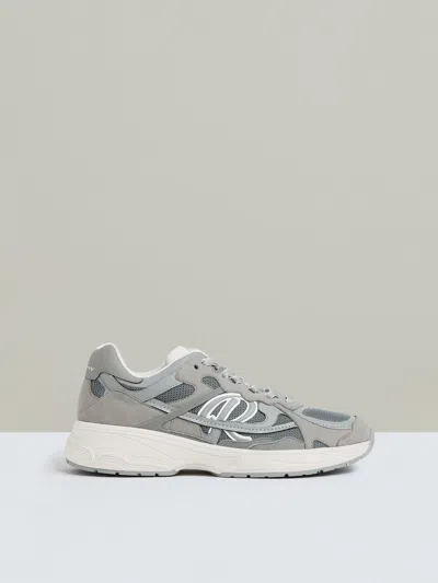 Reiss Grey Volt Nubuck And Mesh Trainers In Multi