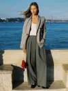 Reiss Grey Wide-leg Pleated Trousers In Gray