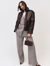 Reiss Grey Wide-leg Textured Suit Trousers In Gray