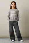 Reiss Grey Wool Blend Crew Neck Slogan Jumper In Grey