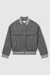 Reiss Grey Wool-blend Padded Bomber Jacket